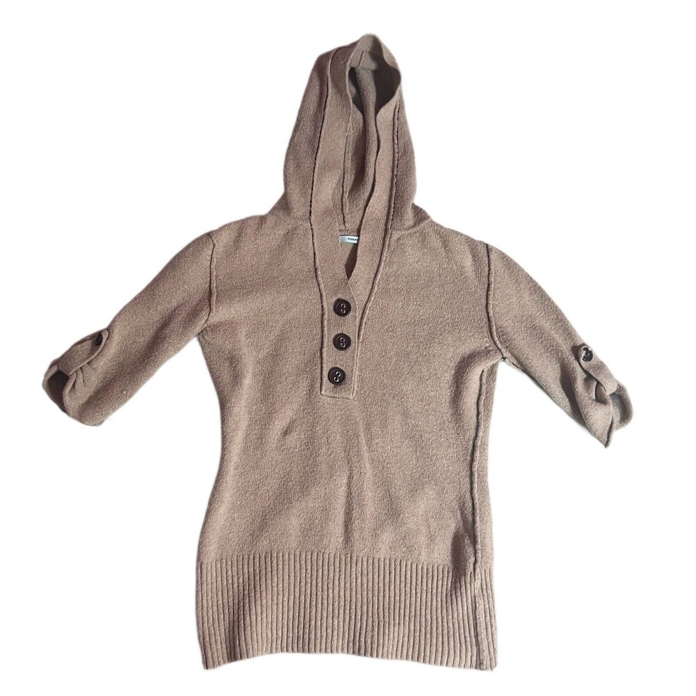 Maurices Women’s Half Button Down Tan Sweater Hoodie Size M